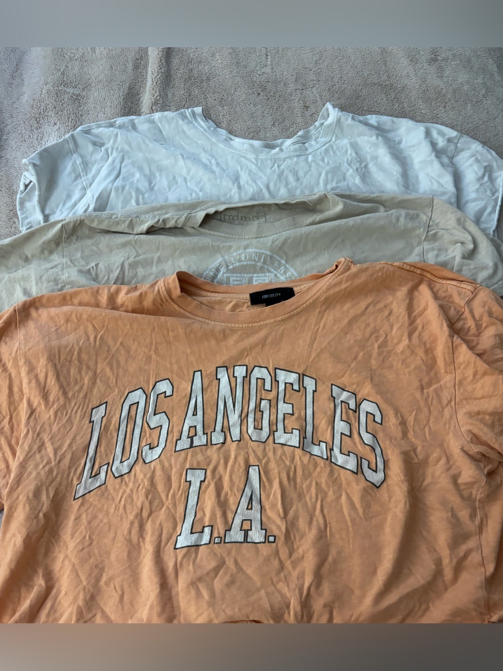 Forever 21 Kids Los Angeles Graphic Tee - Peach & White